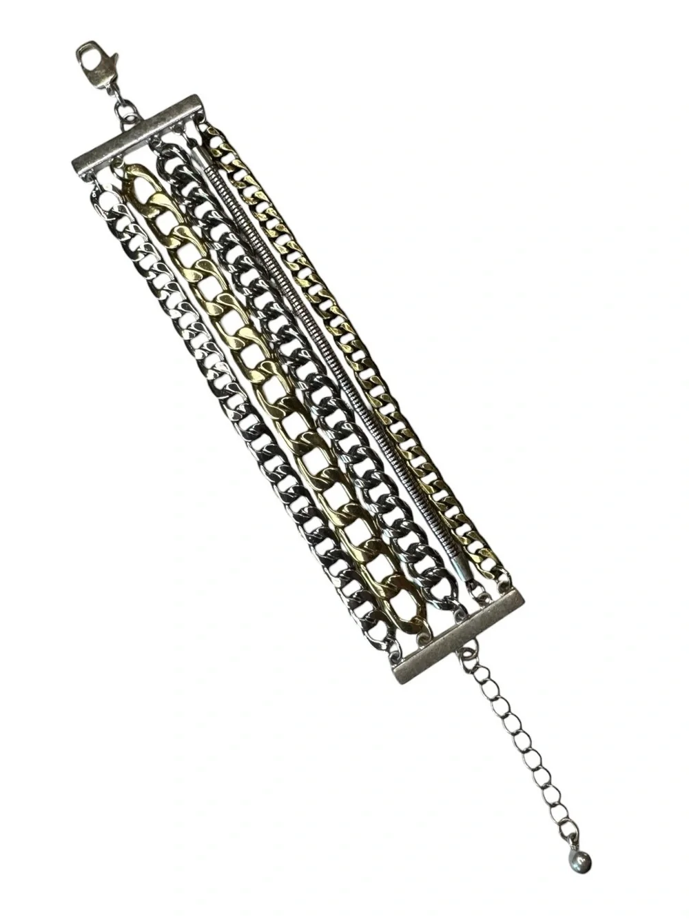 Jenny Bird Mixed Metal Multi Chain Statement Bracelet Gold Silver Adjustable